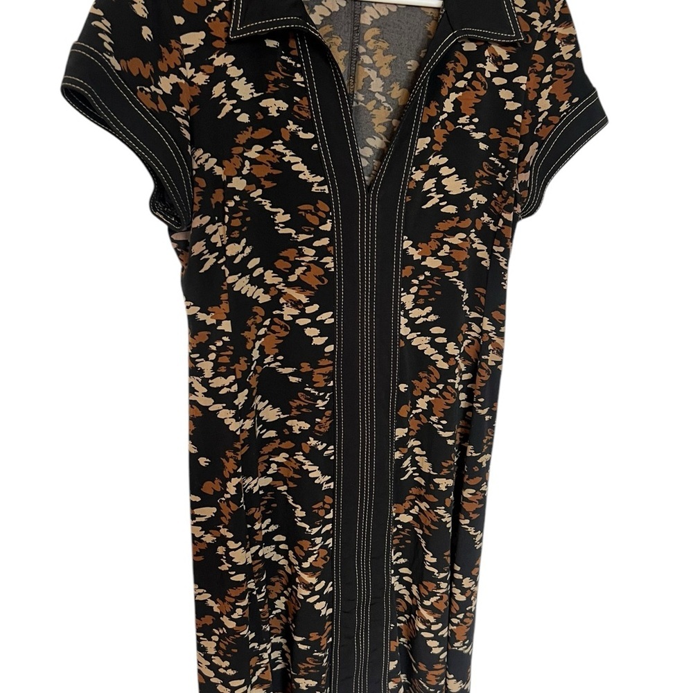 Connected Apparel 70s-Style Geometric Dress – Size 14P – Pre-Loved - Picture 3 of 8